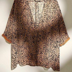 Free People Sleepin Shirt Boldly Printed Ovesized Sheer Top